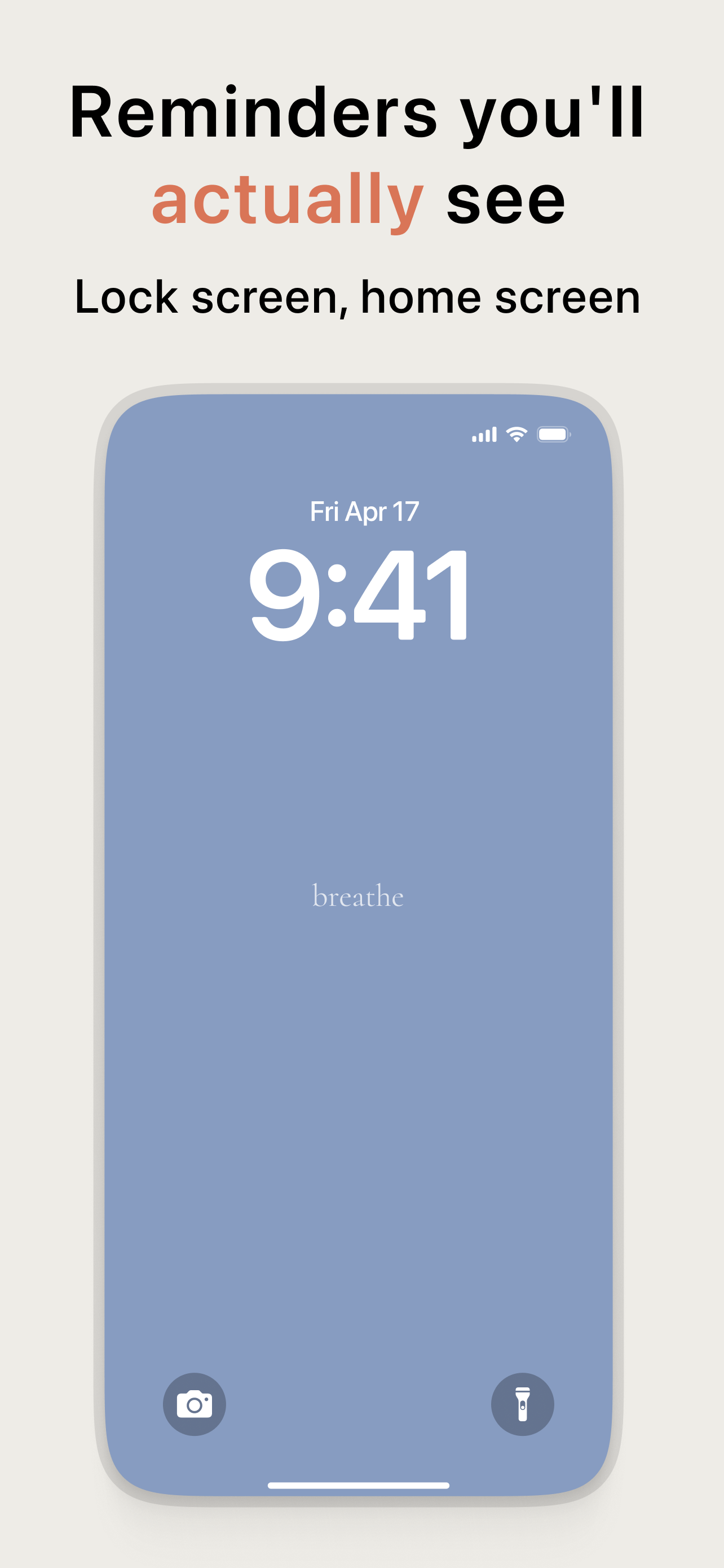 Reminders you'll actually see — bg text on the lock screen