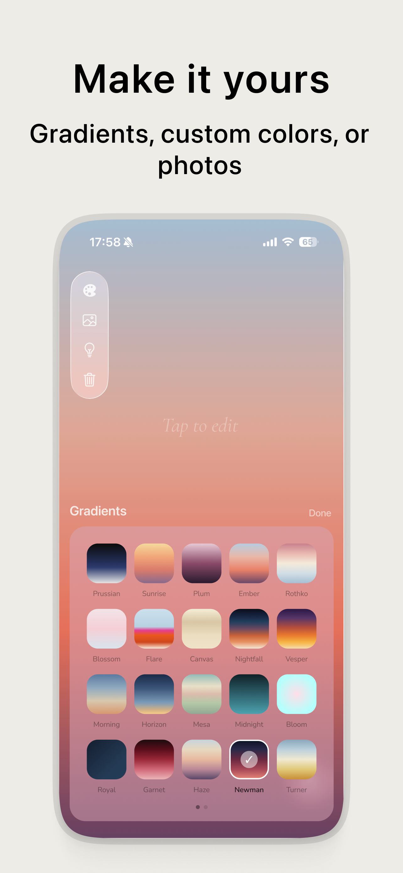 Gradients, custom colors, and photos in bg text