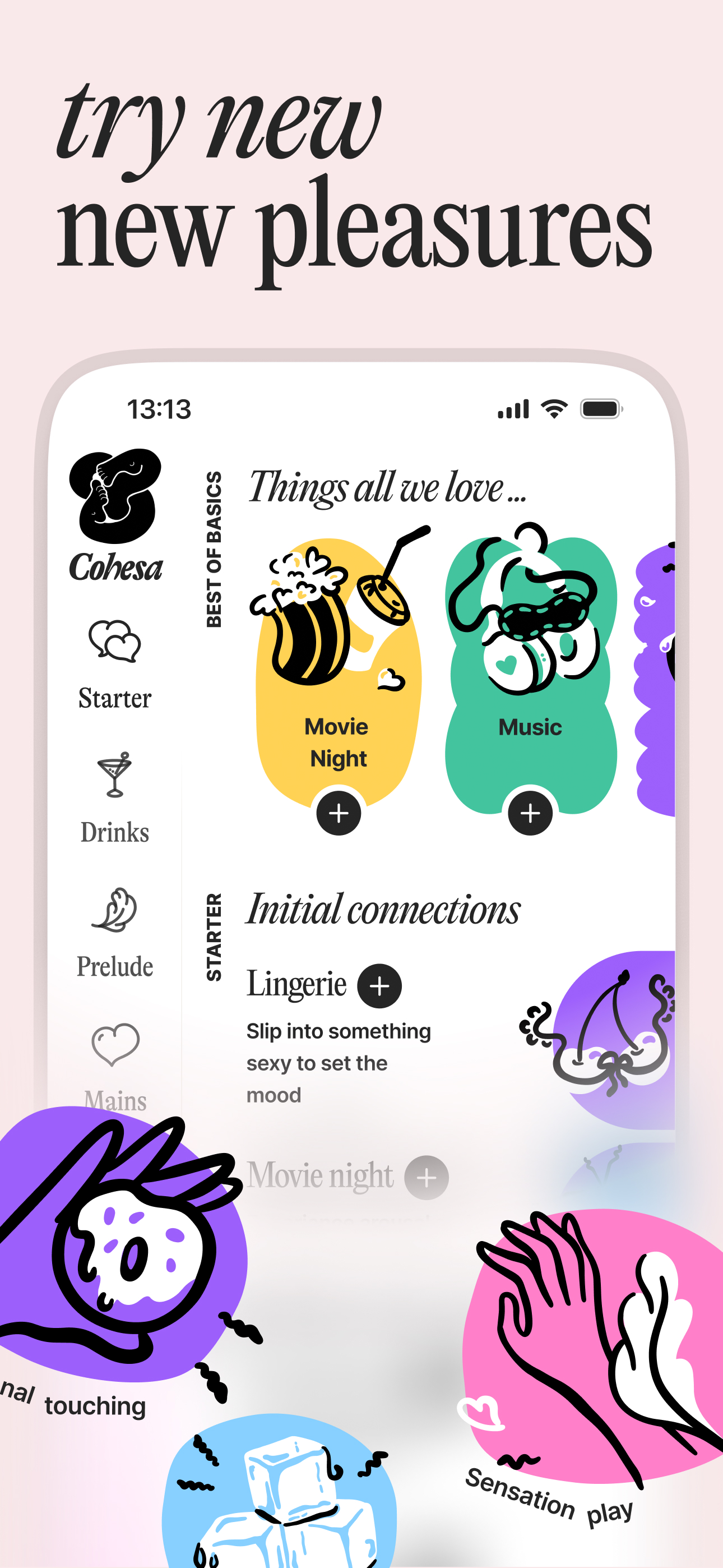 Cohesa menu — try new pleasures